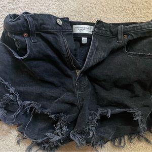 Abercrombie black distressed shorts
